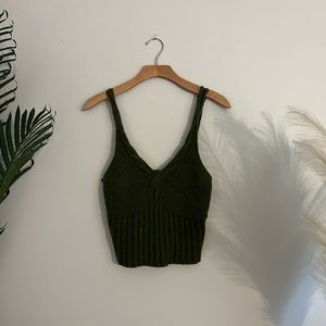 Green knit top | Anthropologie